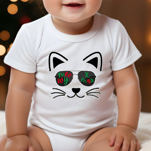 Body Para Bebê Feliz Natal Legal Óculos de sol Gatinhos Brancos