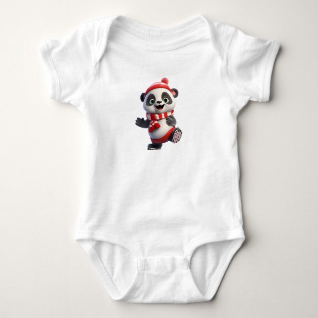 Body Para Bebê Feliz Natal Panda (Frente)