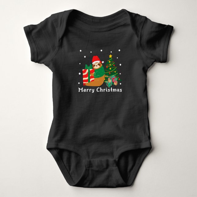 Body Para Bebê Feliz Natal Sloth Natal (Frente)