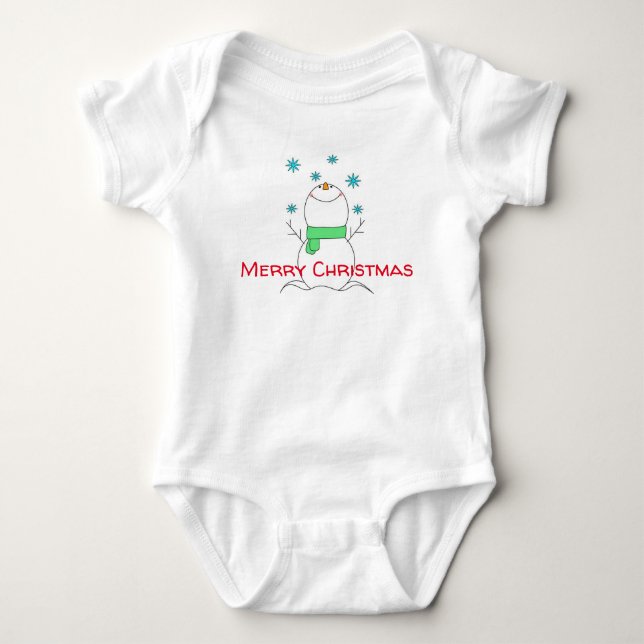Body Para Bebê Feliz Natal Snowman (Frente)