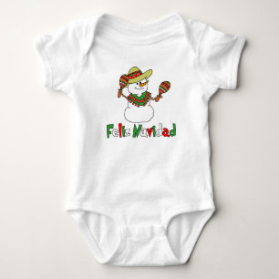 Body Para Bebê Feliz Navidad Cartoon Snowman Sombrero Maracas