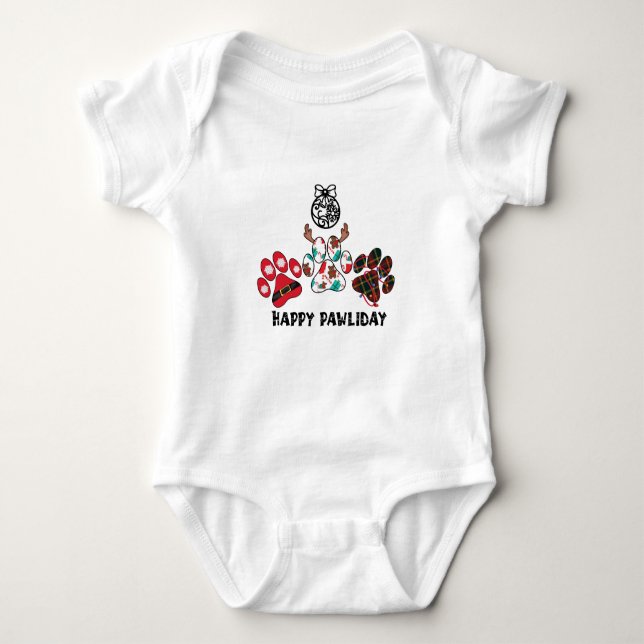 Body Para Bebê Feliz Pawliday - Bodysuit de Natal para Bebê (Frente)