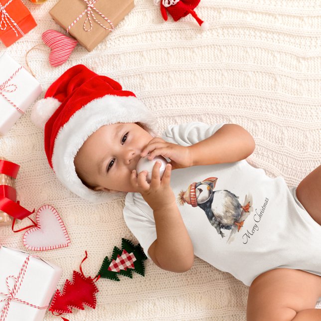 Body Para Bebê Feliz Puffin, personalizado (Criador carregado)