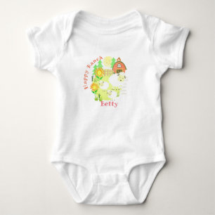 Body Para Bebê Feliz Rancho Ovelha. Personalizado. Bebê Body
