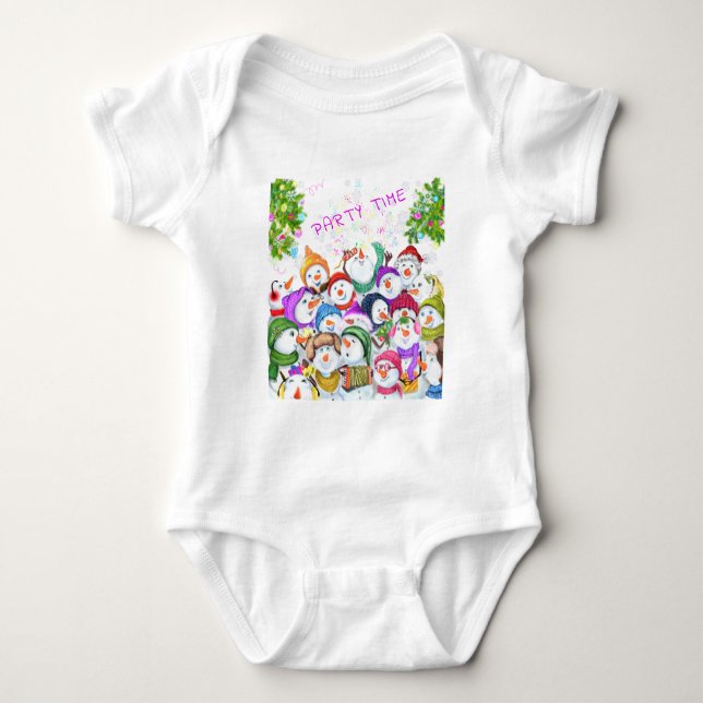 Body Para Bebê Feliz Snowmans Natal Bebê Bodyfato (Frente)