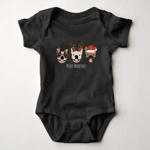 Body Para Bebê Feliz Woofmas Bolsas Francesas Cabeças de Natal