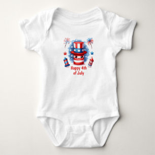 Body Para Bebê Felizes Firecrackers 4 de julho