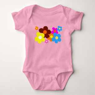 Body Para Bebê Felizes Flores Pastel Rosa