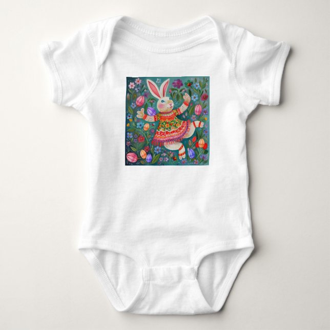 Body Para Bebê Felz pascoa Bunny Dance (Frente)