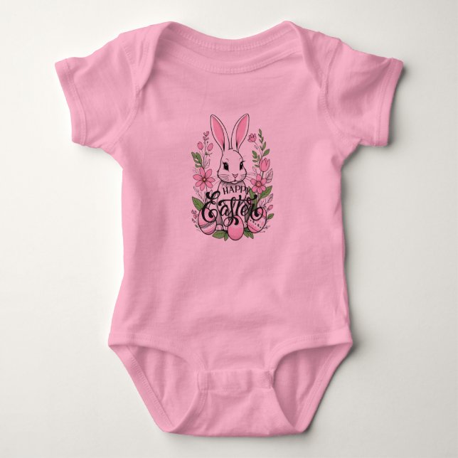 Body Para Bebê Felz pascoa Bunny (Rosa claro) (Frente)