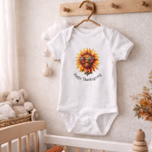 Body Para Bebê Feriado de girassol girassol bonito para ação de g
