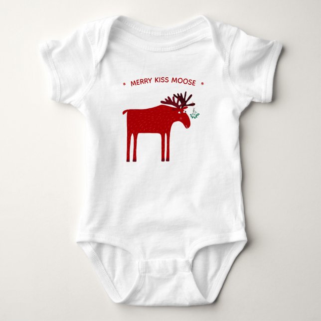 Body Para Bebê Feriado Moose Engraçado (Frente)