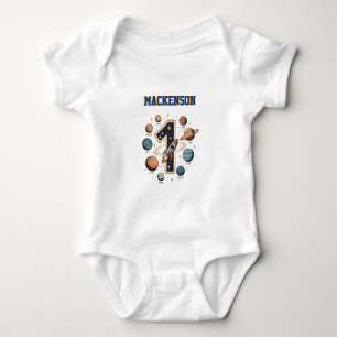 Body Para Bebê Festa de 1º aniversário com nome personalizado no 