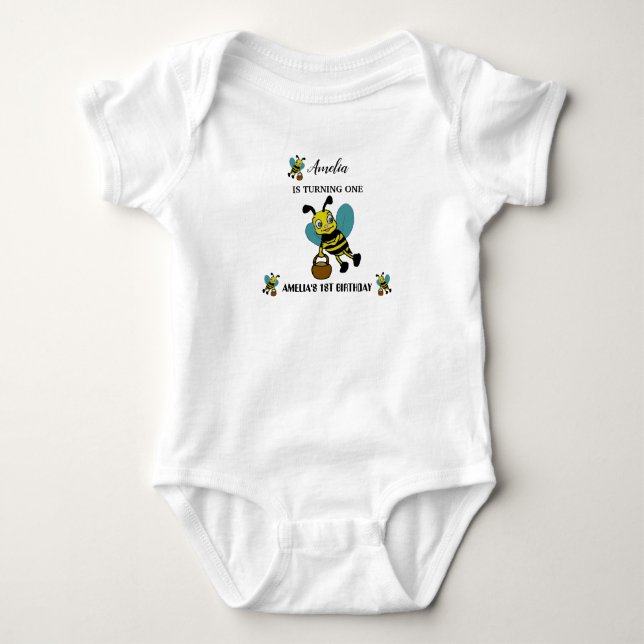 Body Para Bebê Festa de 1º aniversário personalizada com tema de  (Frente)
