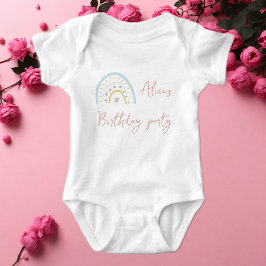 Body Para Bebê Festa de aniversário arco-íris rosa azul pastel