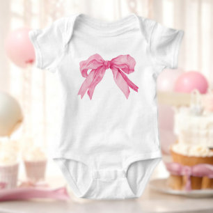 Body Para Bebê Festa de Aniversário de 1ª Menina com Laço Rosa