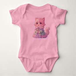 Body para Bebê Festa de Chás do Anime Gato Rosa Ad