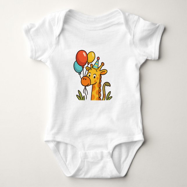 Body Para Bebê Festa Giraffe Baby Tee com Balões e Gritos (Frente)