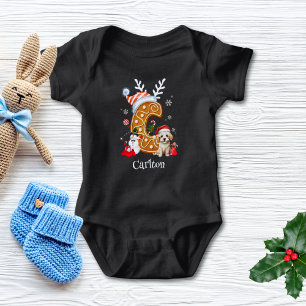 Body Para Bebê Festivo Natal Puppy Gingerpão - Letra C Boy