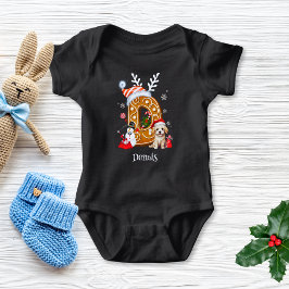 Body Para Bebê Festivo Natal Puppy Gingerpão - Letra D Boy