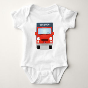 Body Para Bebê Figura de desenho animado de caminhão vermelho-br