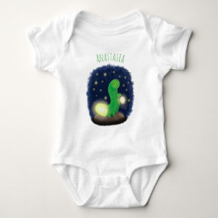 Body Para Bebê Figura de desenho animado do verme verde-claro