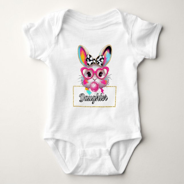 Body Para Bebê Filha Bubble - Coelhinho da Páscoa (Frente)
