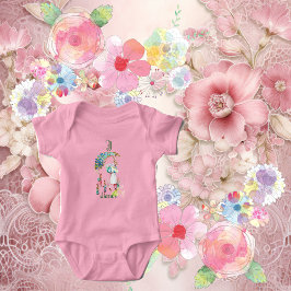 Body Para Bebê Filha Engraçada Mãe Páscoa Monograma Floral Monogr