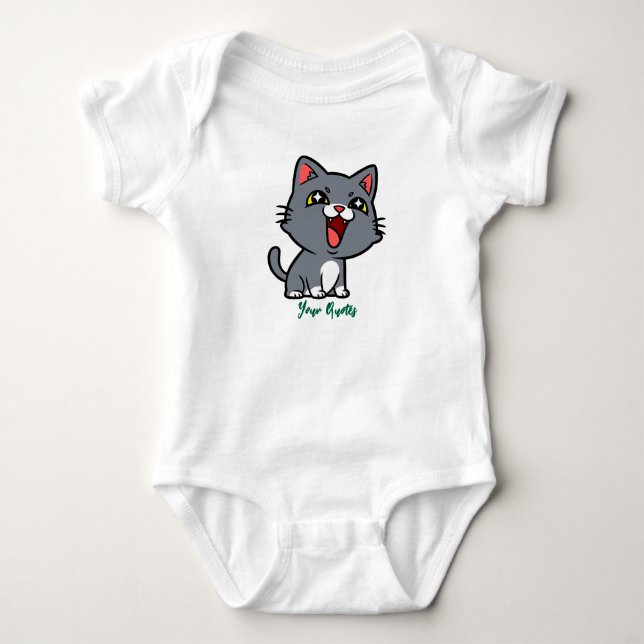 Body Para Bebê Filhote Cinza Feliz (Frente)