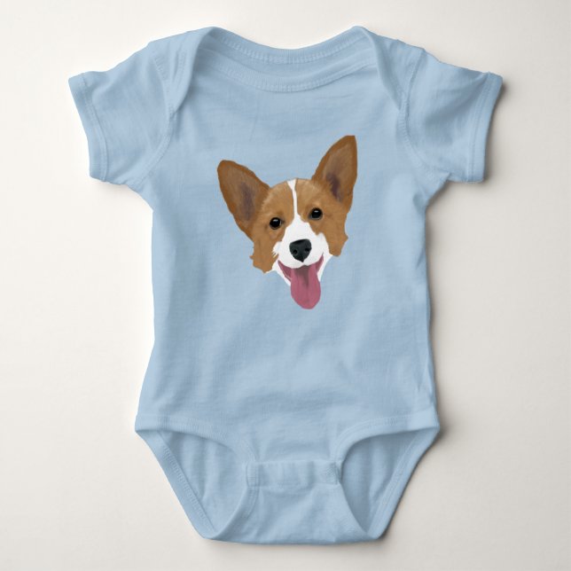 Body Para Bebê Filhote de cachorro do Corgi (Frente)