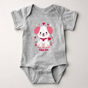 Body Para Bebê Filhote de dia de os namorados branco