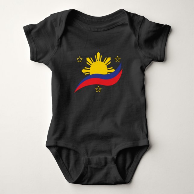 Body Para Bebê Filipinas: Filipino Pinoy Flag (Frente)