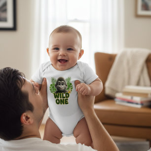 Body Para Bebê "Fique Louco" Macacão de Gorila da Selva