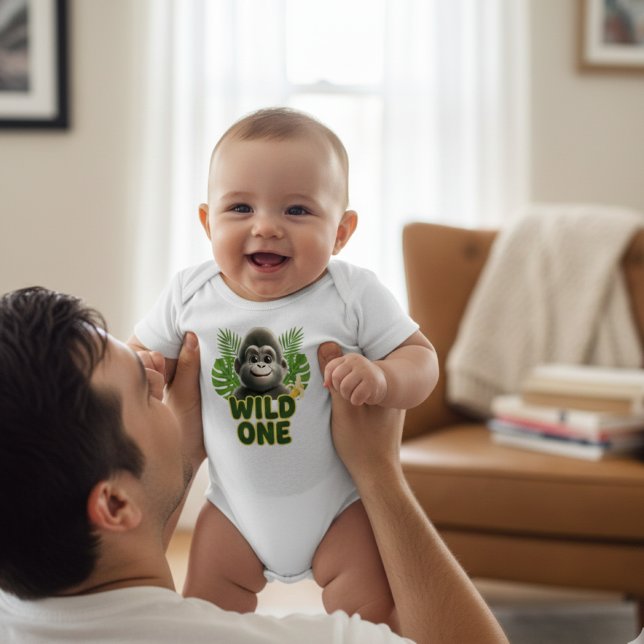 Body Para Bebê "Fique Louco" Romper de Gorila da Selva (Criador carregado)