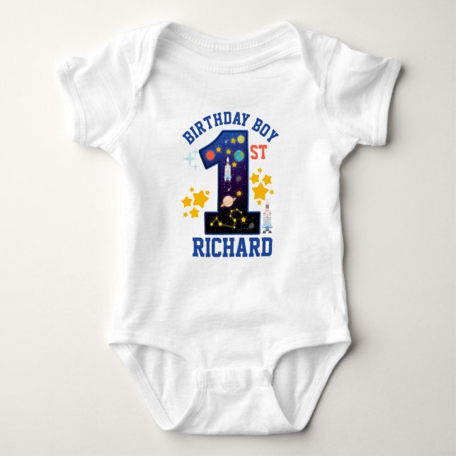 Body Para Bebê First birthday Space custom design (Frente)