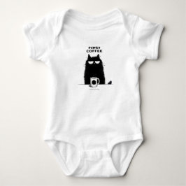 Body Para Bebê First Coffee Then Meow – Funny Cat Coffee Lover