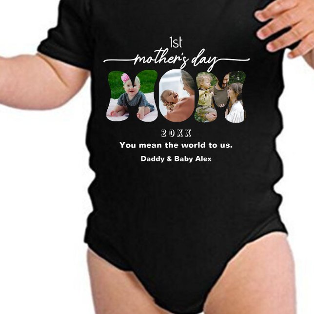 Body Para Bebê First Mother's Day 3 Mom Cutout Photos Collage   (Criador carregado)