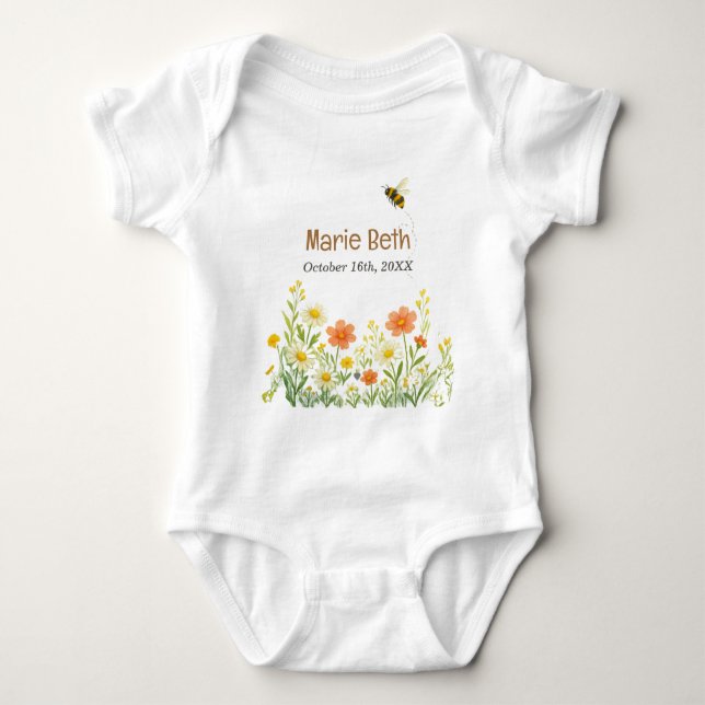 Body Para Bebê Fita Floral e Bebê Personalizada (Frente)