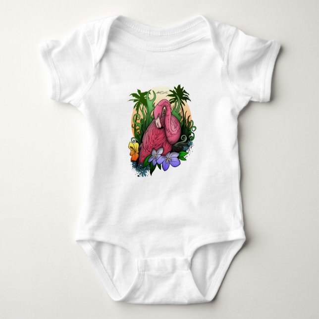 Body Para Bebê Flamingo (Frente)