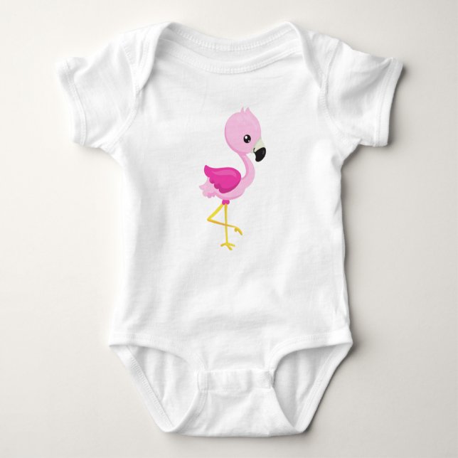 Body Para Bebê Flamingo, Baby Flamingo, Flamingo Rosa, Bird (Frente)