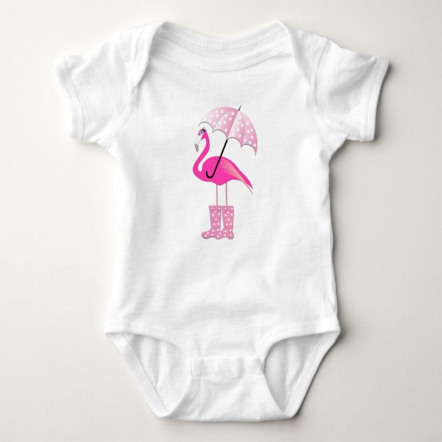 Body Para Bebê Flamingo - Bodysuit Bebê Manga Longa (Frente)