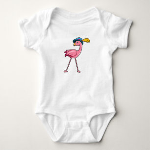 Body Para Bebê Flamingo com chapéu e pena