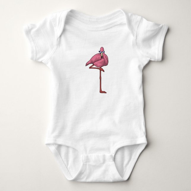 Body Para Bebê Flamingo com óculos de sol (Frente)