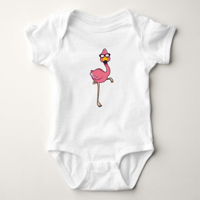 Body Para Bebê Flamingo com óculos de sol (Frente)