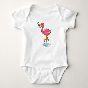 Body Para Bebê Flamingo com Peixe