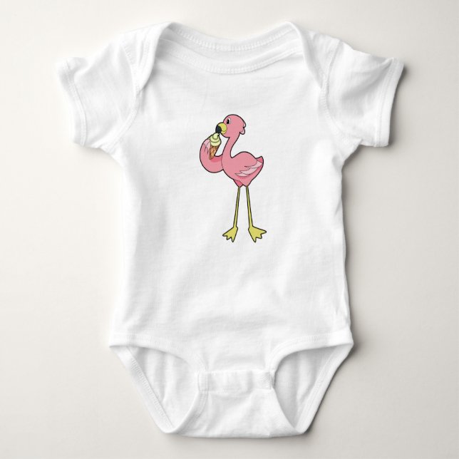 Body Para Bebê Flamingo com sorvete Waffle (Frente)