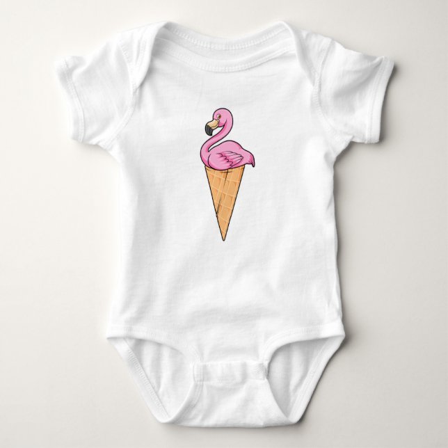 Body Para Bebê Flamingo com Waffle de Sorvete (Frente)