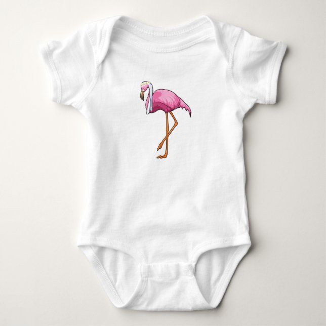 Body Para Bebê Flamingo como Noiva com Véu (Frente)