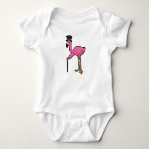 Body Para Bebê Flamingo como Noivo com Chapéu e Bengala