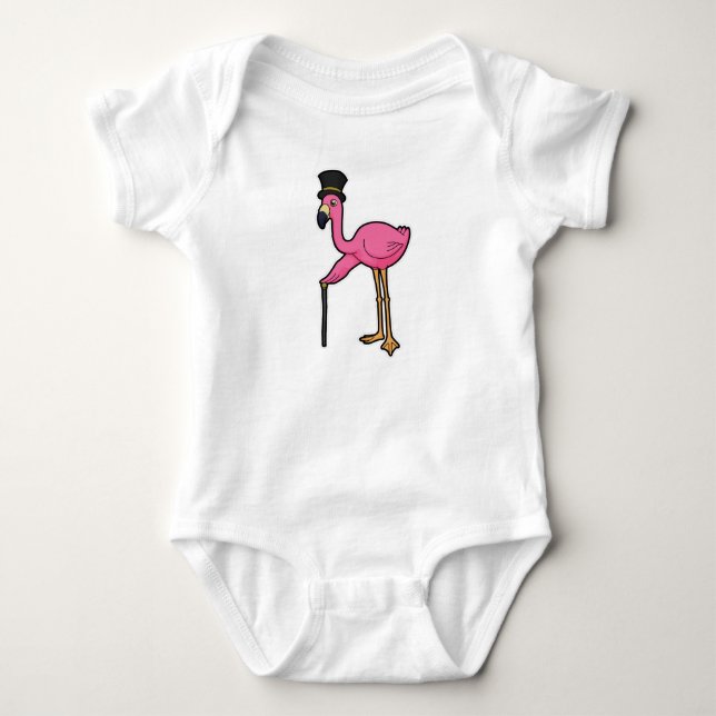 Body Para Bebê Flamingo como Noivo com Chapéu e Bengala (Frente)